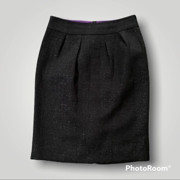 Banana Republic Women's Shiny Black Jacquard Classic Pencil Skirt Size 0 - Picture 1 of 14